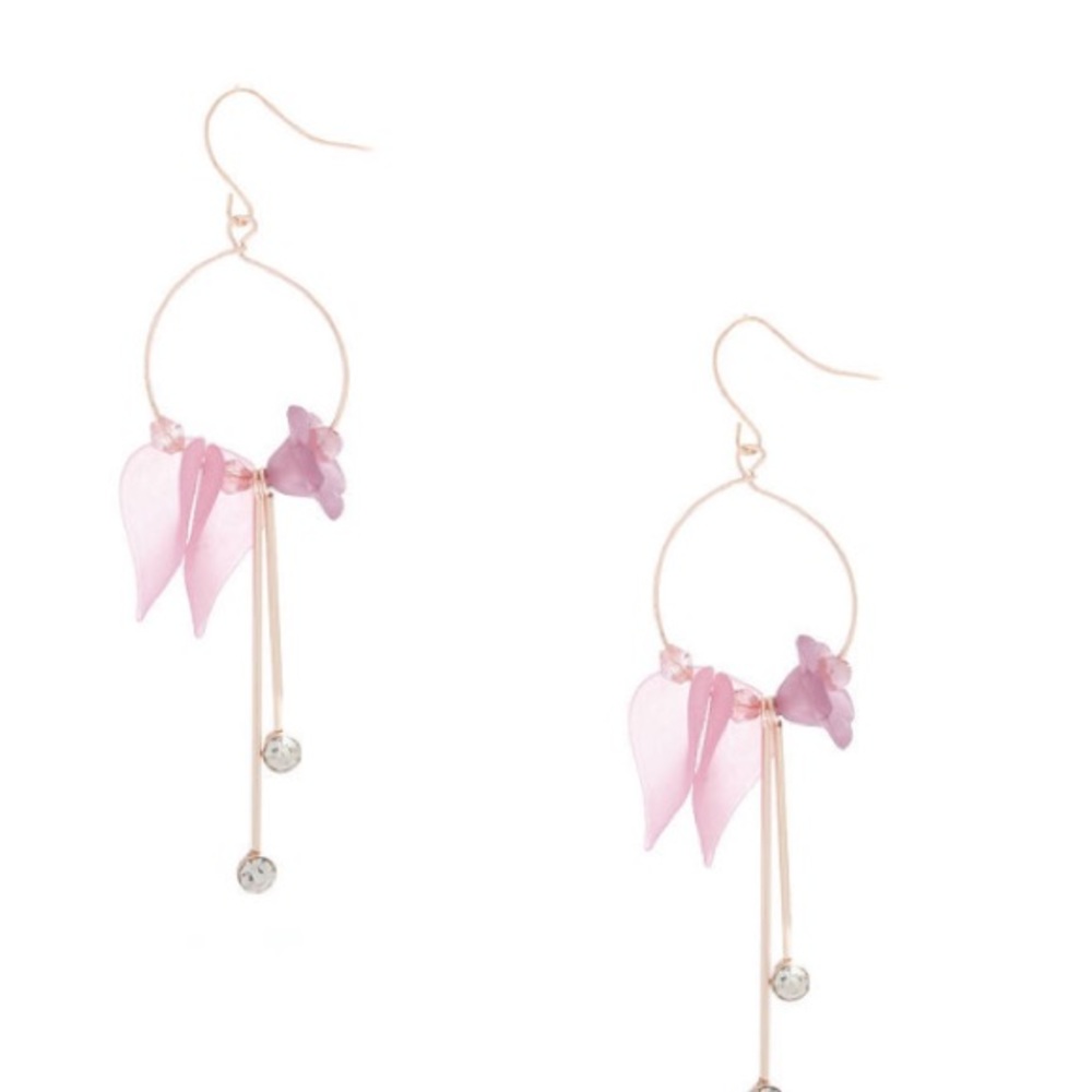 Rose gold flower petal drop earring